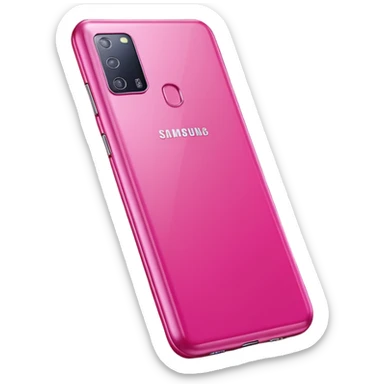 Hyperrealistic ultra detailed ed rendering and isolated high definition, not blurry, no emoji icons, no emoji faces. A Samsung galaxy a16 cellphone, inside of a fuchsia pink color phone case, 8k sticker