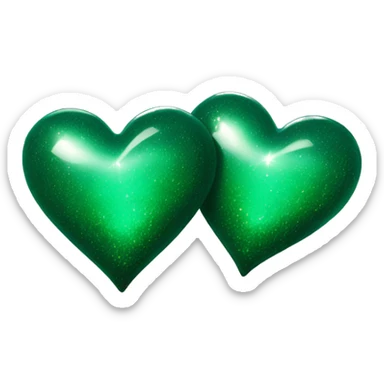 Two dark green hearts with a sparkle sticker