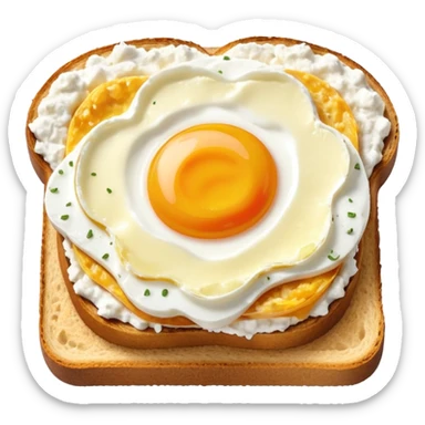 Sour bread toast with cottage cheese and egg on top sticker