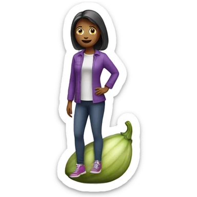 woman standing on egg plant sticker
