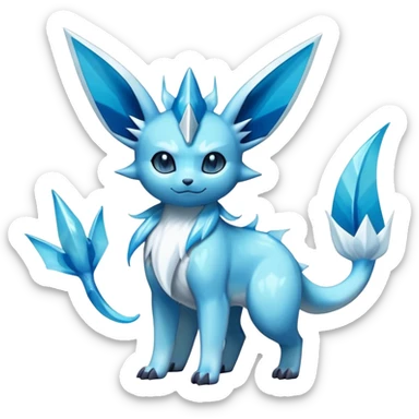 Shiny Cool Glaceon-Vaporeon-Fakemon-hybrid-fusion- full body sticker