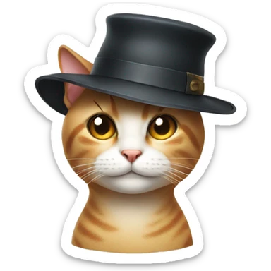A one eyed cat wearing a hat sticker