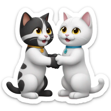 Two cats shaking hands sticker