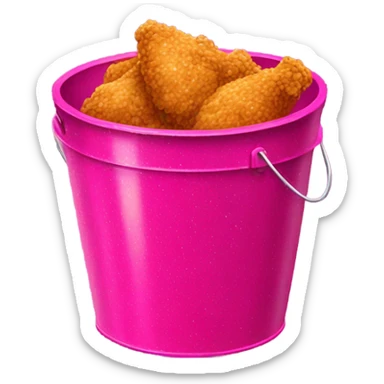 Hot pink glittery bucket of fried  chicken  sticker
