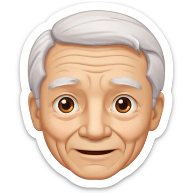 Abuelo hombre, ojos cafés, muchas arrugas, aspecto feliz, el pelo debe ser blanco no morado. sticker