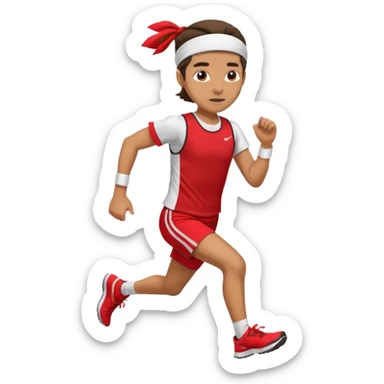 Runner with red headband sticker
