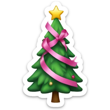 christmas tree with pink bow on top sticker