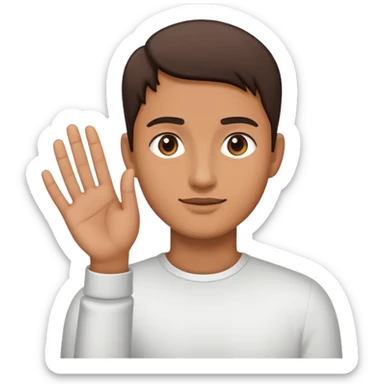 Person with one hand sideways on face and the others hand straight out sideways too sticker