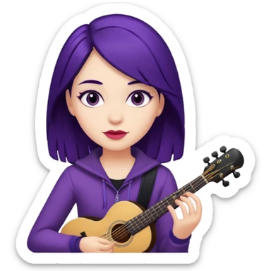 A girl with dark purple hair and musician  sticker