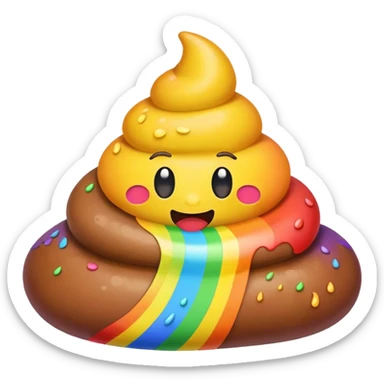 rainbow poop emoji landscape  sticker
