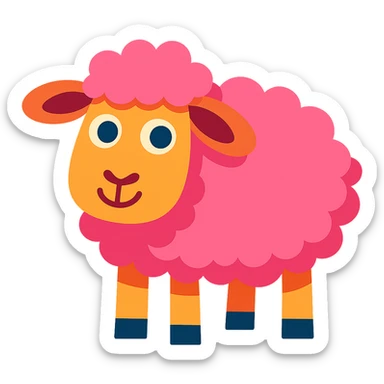 a cute sheep, vibrant toon style sticker