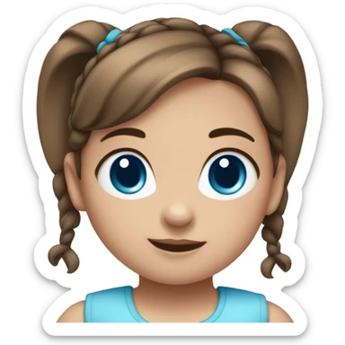 BROWN HAIR BLUE EYE BABY GIRL WITH PONYTAILS sticker