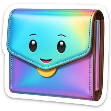 wallet with holographic texture, shiny, emoji style sticker
