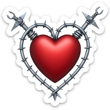 gothic heart with barbed wire and deep red accents sticker