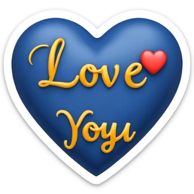 Dark Blue heart with the words Love You Ry in the middle  sticker