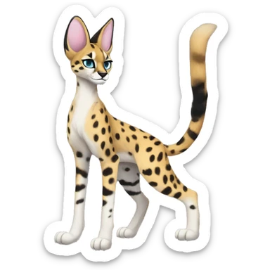 Anthro Epic Edgy Colorful Serval-Vernid full body sticker
