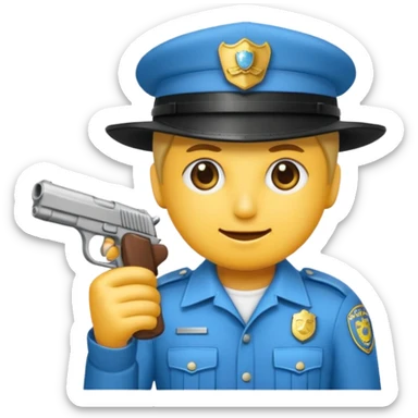 Un emojis con una gorra de lado una pistola y lanbro qué no sea un policía  sticker