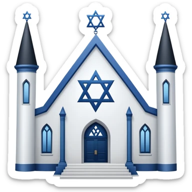 reform jewish synagogue similar to historical religious architecture in europe. the building should be white in color, feature gothic architectural elements and star of david as main symbol. no crosses, christian symbols, the color blue and any visual associations with israel. ios style. sticker