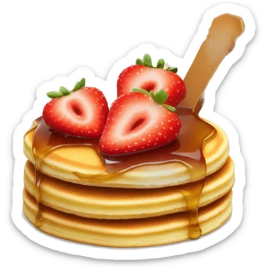 Pancake stick with syrup and strawberries sticker