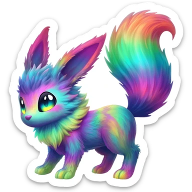 An exotic neon colorful unique bizarre eccentric Fakémon-Eeveelution-creature (full body) sticker