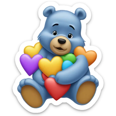 winnie the pooh hugging hearts sticker