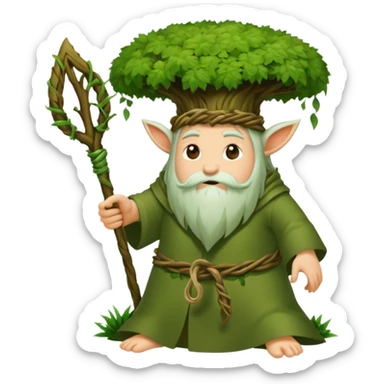 moss druid character slicing air with vine “no” sign sticker
