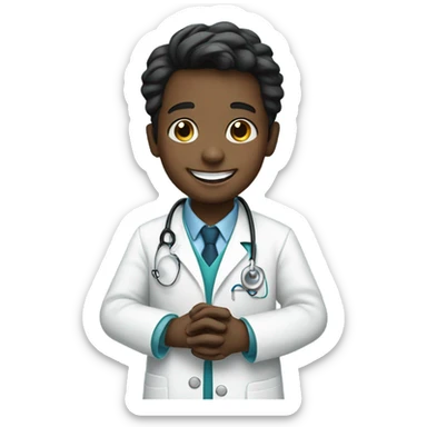 smiling boy with ring as a doctor sticker