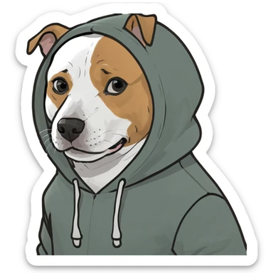 Dog wearing hoodie sticker