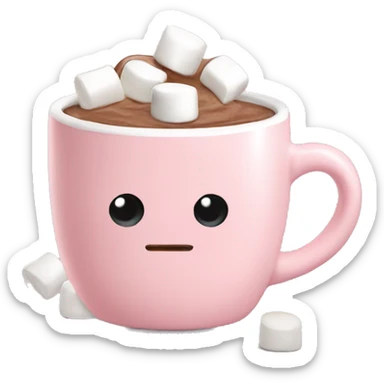 Light Pink mug of hot chocolate with marshmallows  sticker