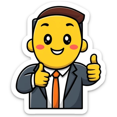 cheerful office worker with thumbs up, big smile sticker