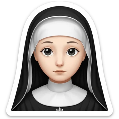 nun emoji. black and white cloth. black veil. war tone sticker