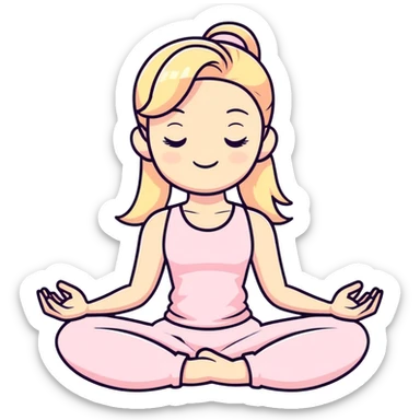 blonde yoga girl light pink clothes n sticker