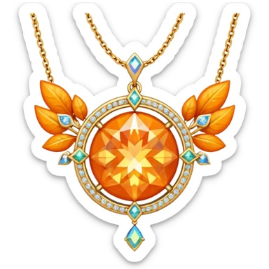fantasy-magic-orange-necklace-diamonds sticker