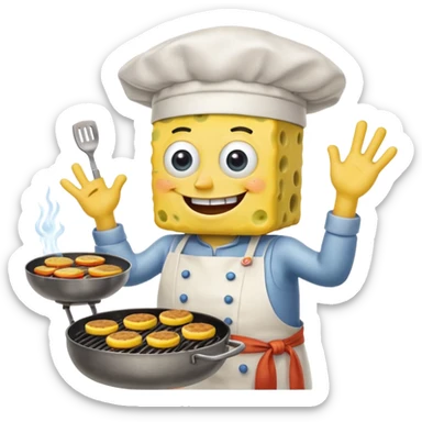 SpongeBob cooking Krabby patties sticker