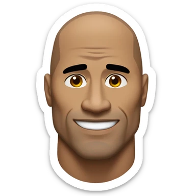 Face Shape: A broad, muscular face resembling Dwayne "The Rock" Johnson.
Eyebrow: One eyebrow raised high with a sharp arch, creating an expressive and slightly skeptical look.
Skin Tone: A light to medium brown skin tone to match The Rock’s complexion. sticker
