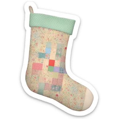 Coquette/cottage style Christmas stocking with pastel patchwork mini floral patterns sticker