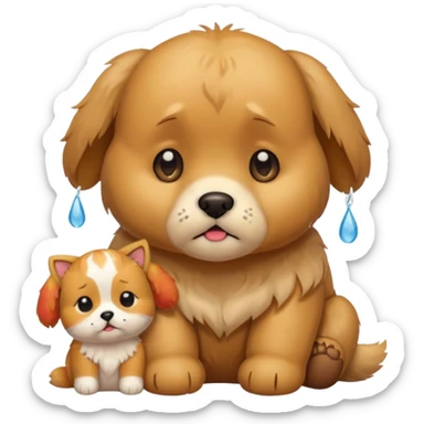 a teddy and a cute dog and cat crying sticker