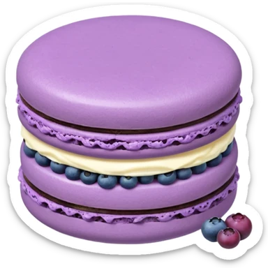 A macaron with purple cream and blueberries sticker