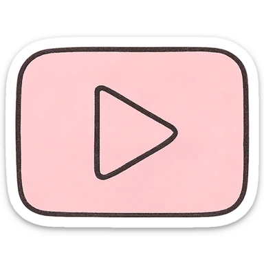 Japanese hand-drawn style, pink theme, soft and cute video icon, transparent background, for mobile home screen sticker
