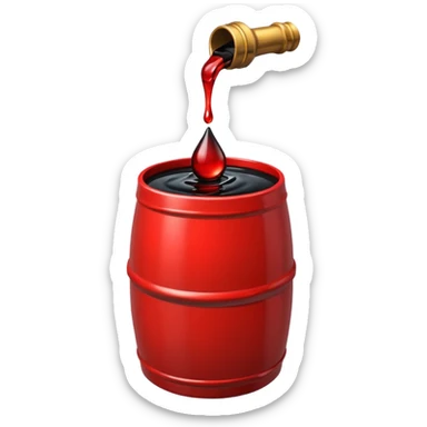 red barrel, it depicts a drop of oil sticker