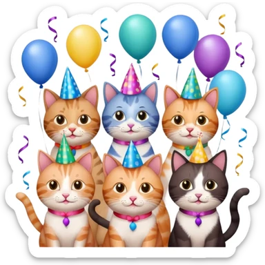 12 cats at a birthday party sticker