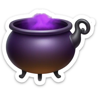Cauldron with potion and purple steam. sticker