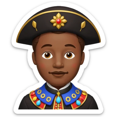 Sinterklaas zijn knecht, zwarte piet met , kraag, Piet pak  sticker