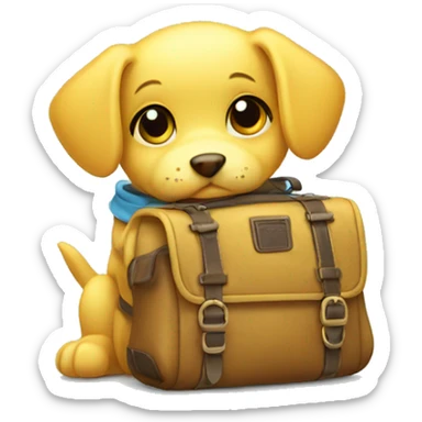 yellow puppy with a schoobag  sticker