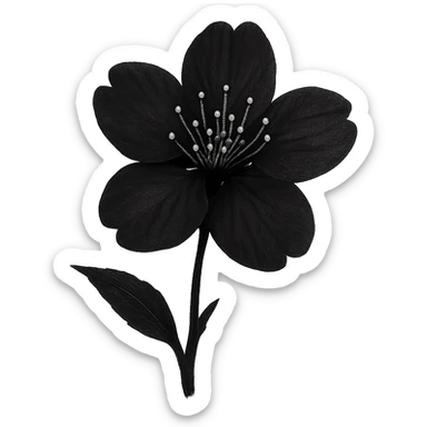 show  one black cherry blossom, remove background sticker