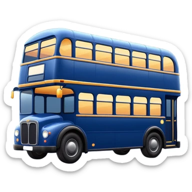 A dark blue double decker bus with cute cosy twinkle lights sticker