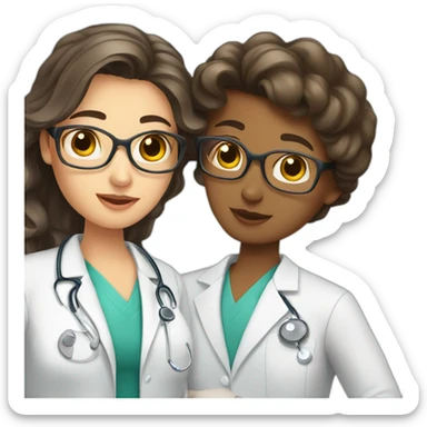 Young Neurologist and gynecologist in love sticker
