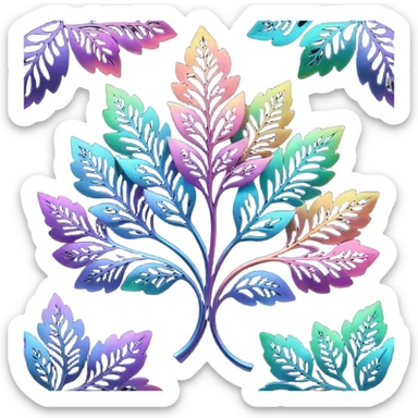 dark rainbow filigree design, leaf shapes, flower shapes, nature shapes sticker