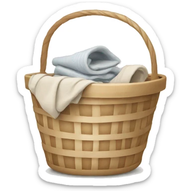 basket with laundry in beige tones sticker