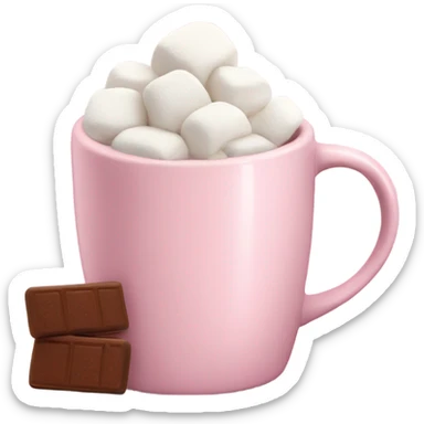 Light Pink mug of hot chocolate with marshmallows  sticker